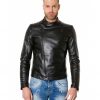 Black Lamb Leather Biker Jacket