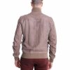 Grey lamb leather bomber jacket