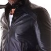 Black Nappa Lamb Leather Biker Jacket korean Collar