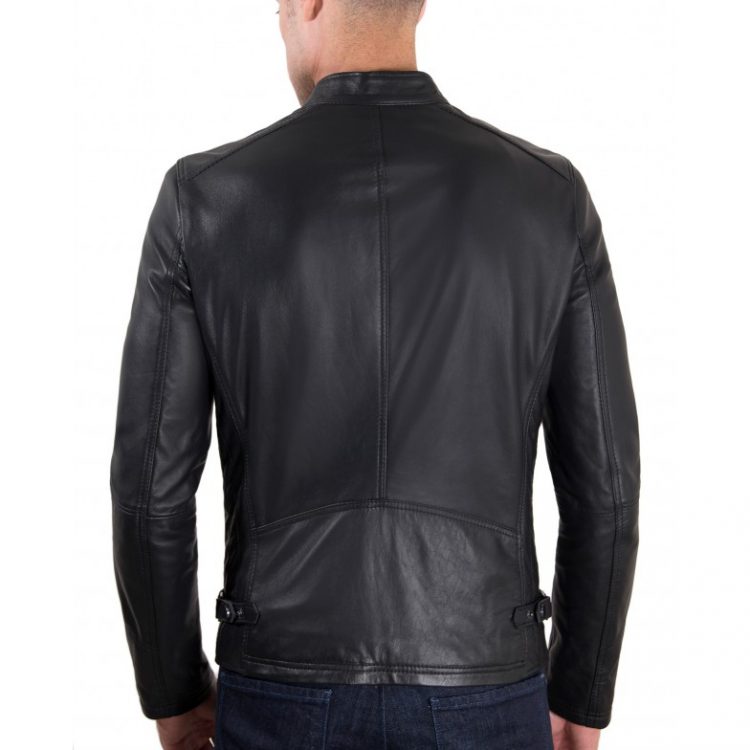 Black Nappa Lamb Quilted Leather Biker Jacket