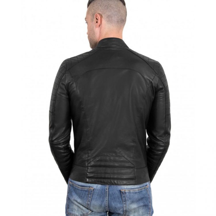 Black Color Nappa Lamb Leather Biker Perfecto Jacket Smooth Effect