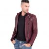 Maroon Color Nappa Lamb Leather Biker Perfecto Jacket Smooth