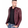 Maroon color Nappa Lamb Leather Biker Perfecto Jacket