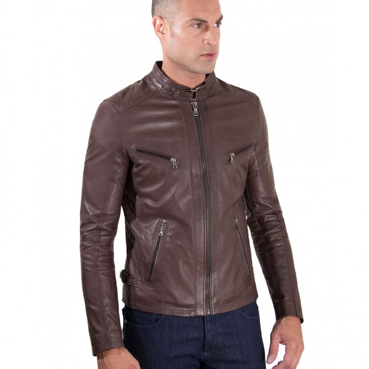 Dark Brown Color - Bogotà lamb Quilted Leather Biker Jacket