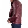 Maroon Vintage Effect Lamb Leather Jacket Korean Collar