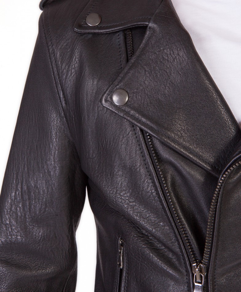 Black Perfecto Wizened Lamb Leather Biker Jacket