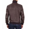 BROWN LAMB LEATHER BOMBER JACKET WOVEN CLOTH