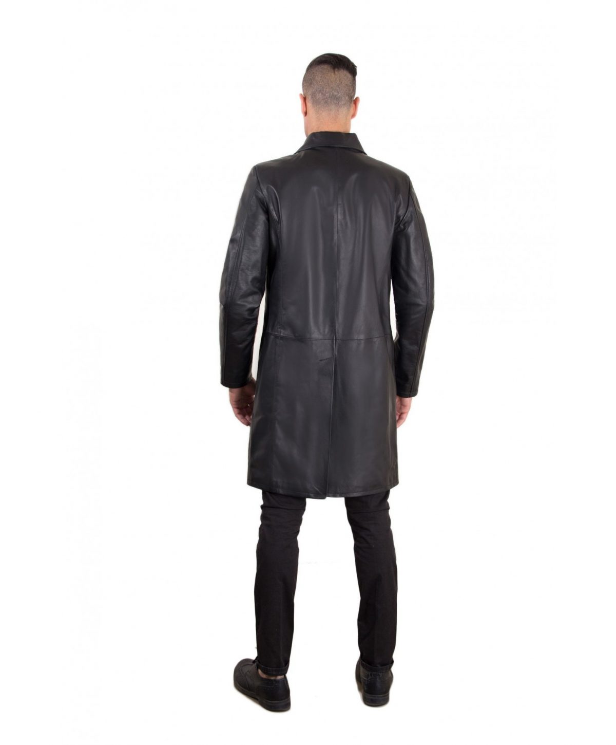 Black Lamb Leather Long Jacket