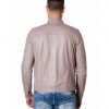 Grey Colour Leather Jacket Mao Collar Bogotà Vintage Aspect