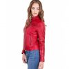 Red Color Leather Jacket Biker Nappa Lamb Smooth Effect