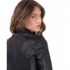 Black Color Lamb Leather Perfecto Jacket Smooth Effect