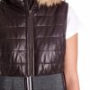Brown Color Nappa Lamb Leather Sleeveless Hooded Jacket Smooth Effect