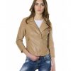 Brown Color Lamb Leather Perfecto Jacket Smooth Effect