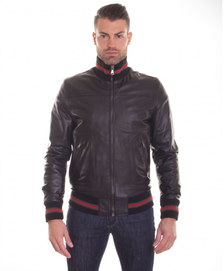 men-s-leather-jacket-genuine-soft-leather-style-bomber-bicolor-wool-cuffs-and-bottom-central-zip-black-color-mod-alex