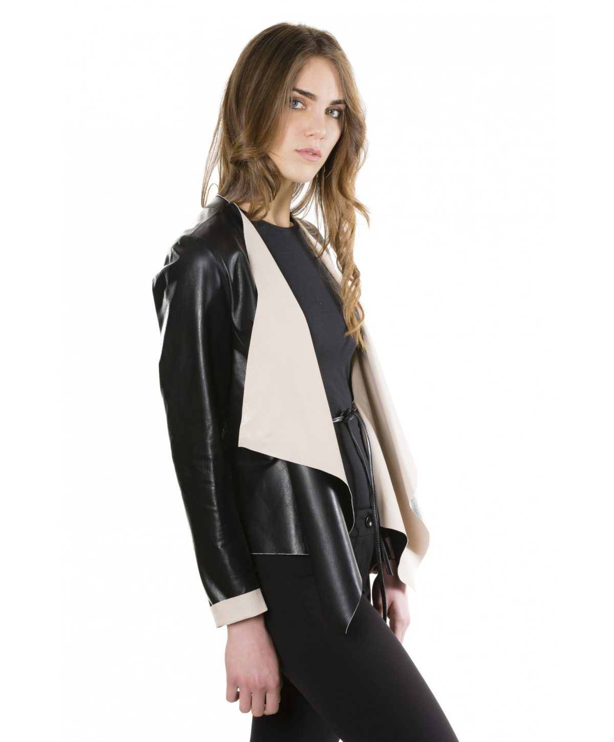 Black Colour Nappa Lamb Leather Jacket Smooth Effect