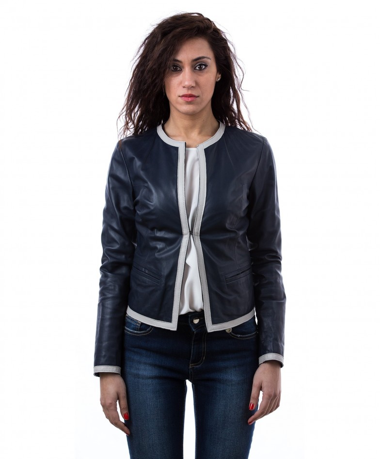 womens-short-leather-jacket-in-genuine-lamb-leather-and-round-neck-blue-clear-bicolor